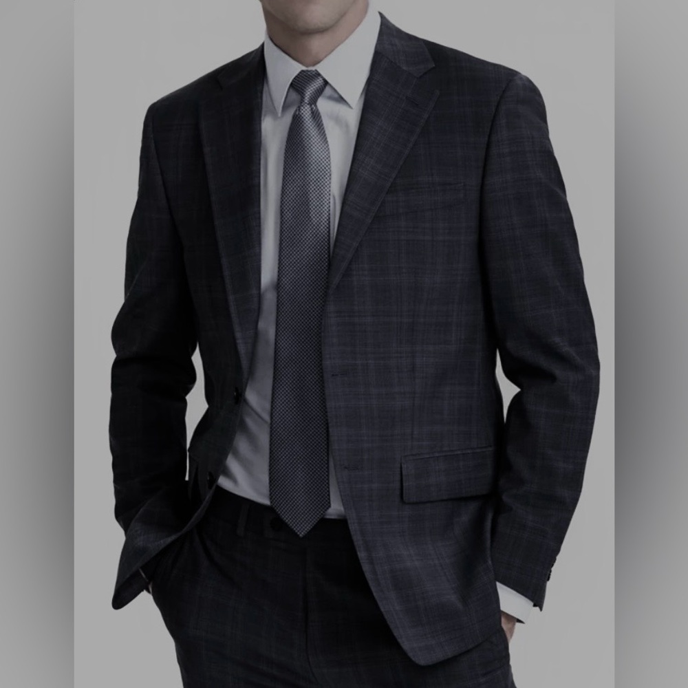 Calvin Klein Charcoal Checkered Suit Jacket